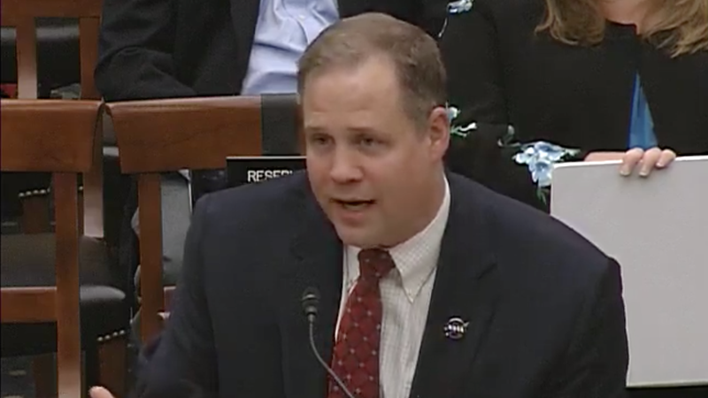 NASA Administrator Jim Bridenstine speaking to the Committee on Science, Space and Technology on April 2, 2019.